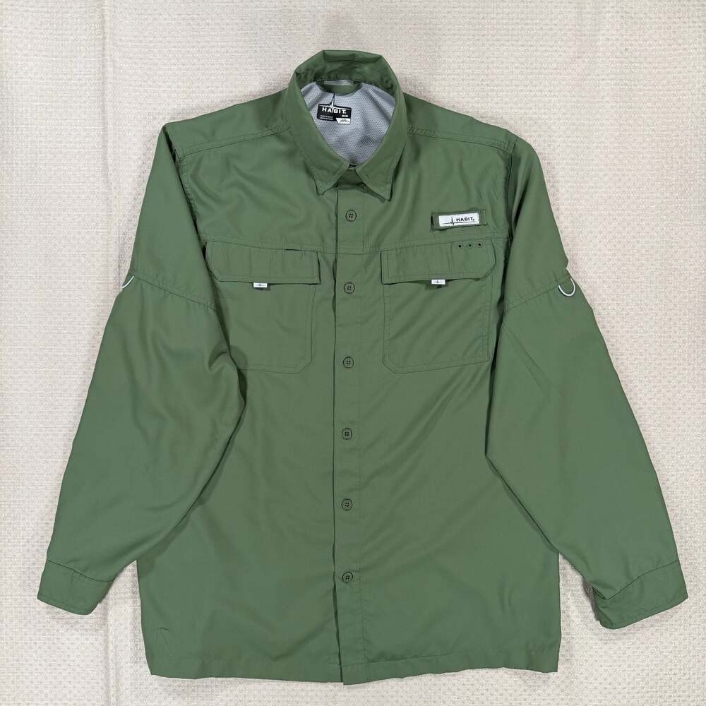 Habit Men's Long Sleeve Blue Springs 40+ UPF Quick Dry Fishing Shirt, Size M